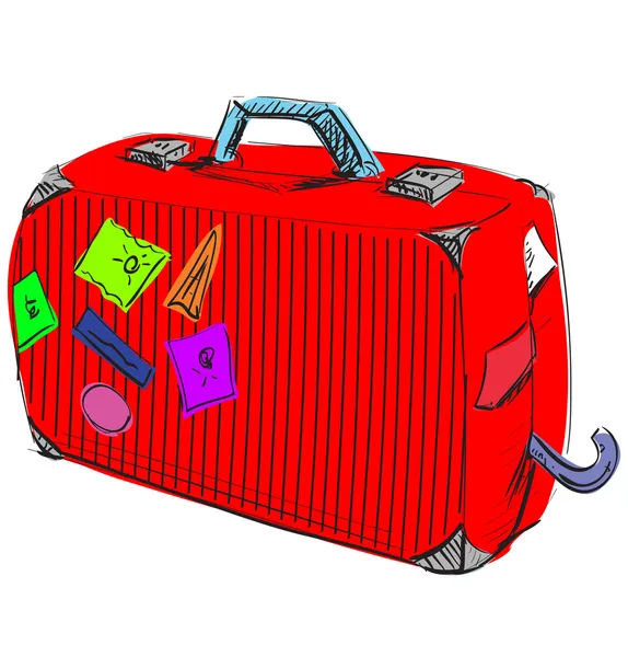 Heller Reisekoffer in roter Farbe — Stockvektor