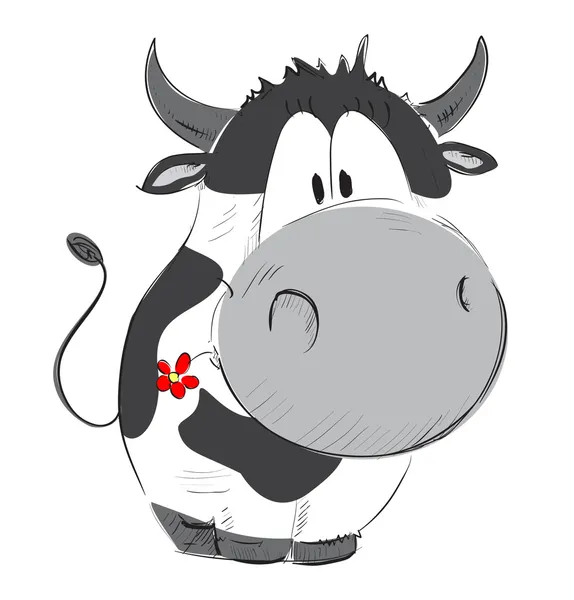Смешная корова с черными пятнами — стоковый вектор