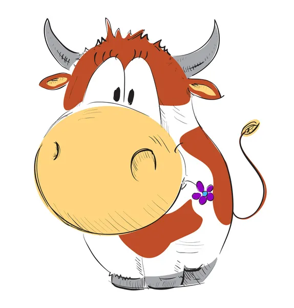 Vaca engraçada com manchas marrons —  Vetores de Stock