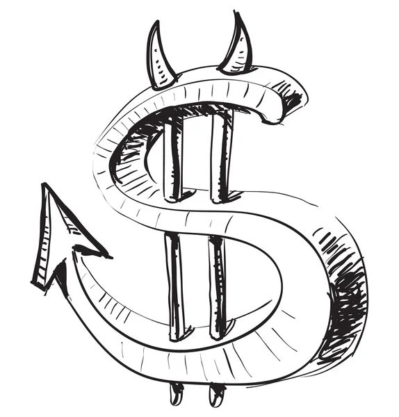 Diavolo denaro dollaro icona — Vettoriale Stock
