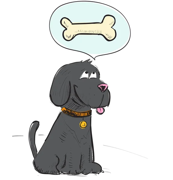 Lindo perro soñando con hueso — Vector de stock