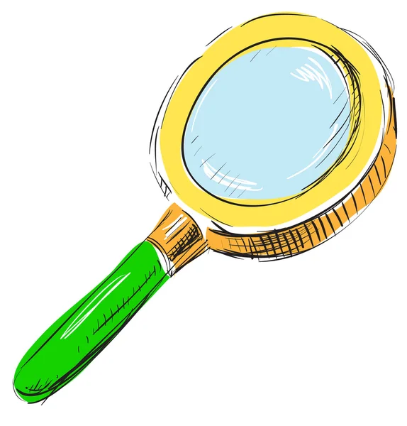 Magnifying glass with green handle — Stock Vector