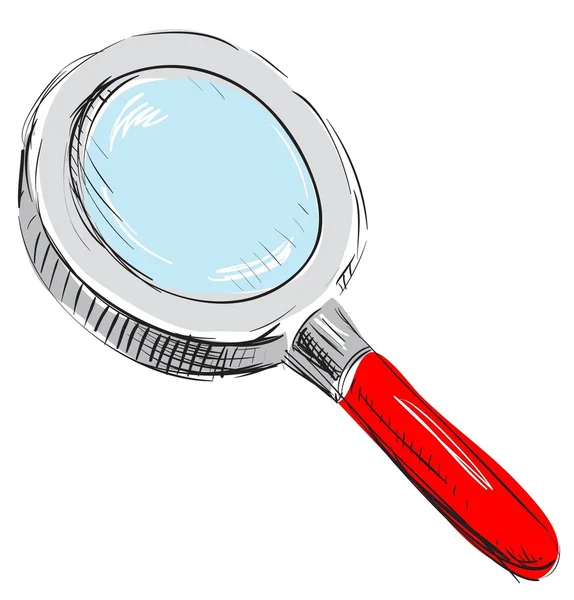 Magnifying glass with red handle — Stock Vector