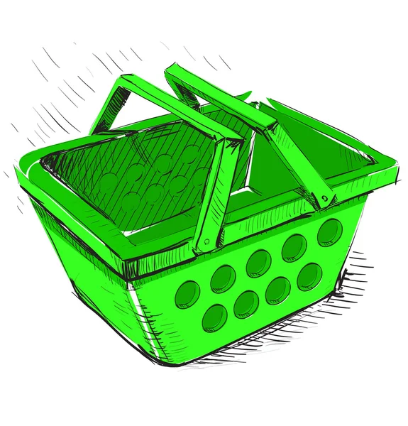 Cesto shopping in plastica di colore verde — Vettoriale Stock