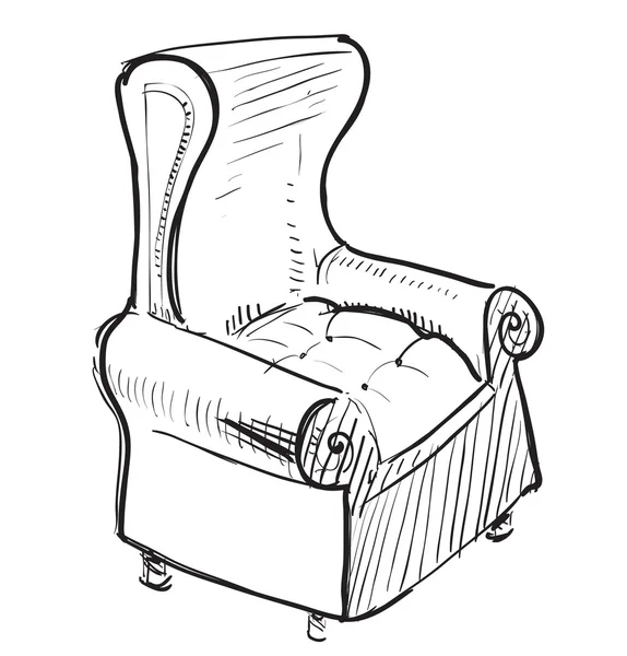 Old leather armchair — Stock Vector