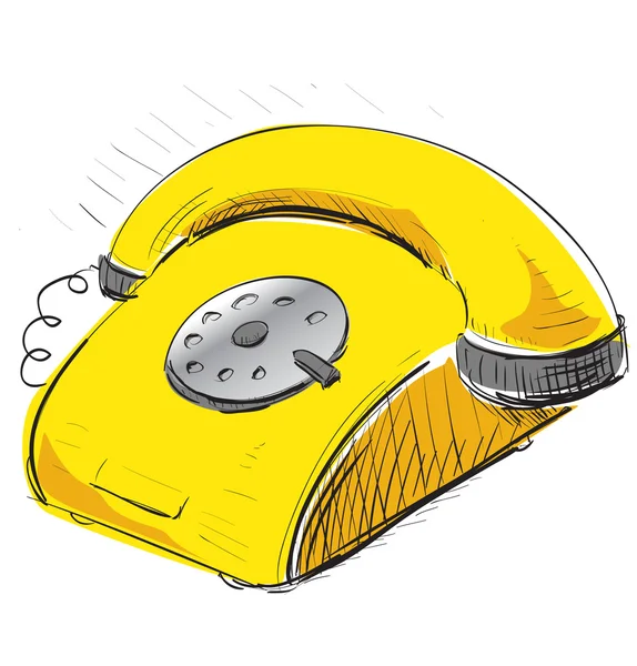 Vintage phone in yellow color — Stock Vector