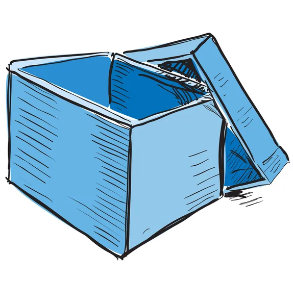 Otwórz pudełko w kolorze niebieskim — Wektor stockowy