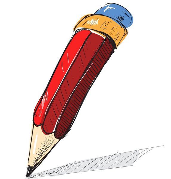 Карикатурно-красный карандаш
