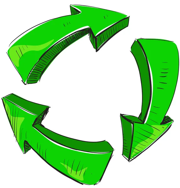 Flèches vertes comme signe de recyclage — Image vectorielle