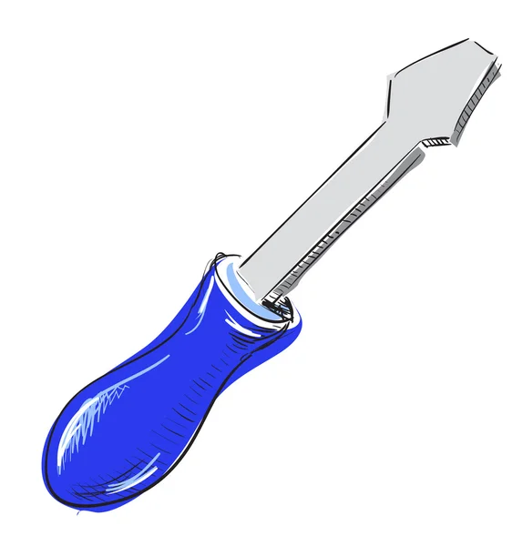 Chave de fenda com alça azul — Vetor de Stock