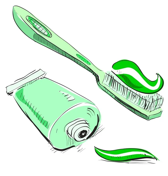 Szczoteczka do zębów i pasta do zębów — Wektor stockowy