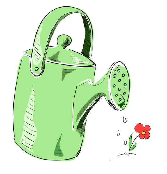 Green watering can cartoon icon — Stock Vector