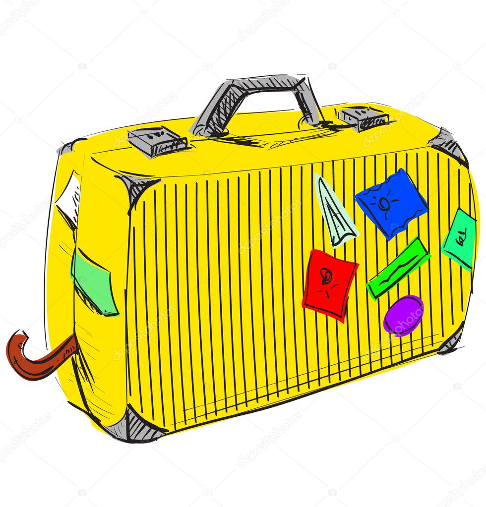 Bright journey suitcase in yellow color