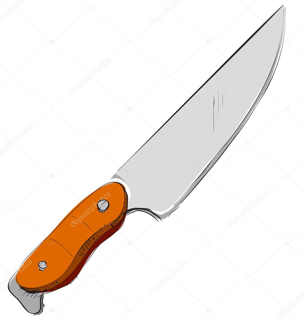 Vector Single Cartoon Kitchen Knife Stock Illustration - Download Image Now  - Brown, Chef, Chrome - iStock