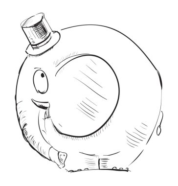 Funny elephant in a top-hat clipart