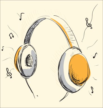 Headphones in orange and grey colors clipart