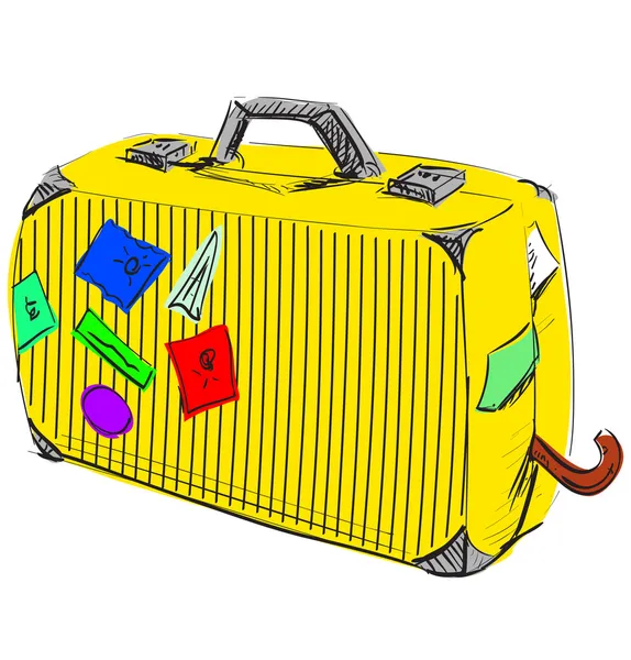 Žlutá cesta kufr — Stockový vektor