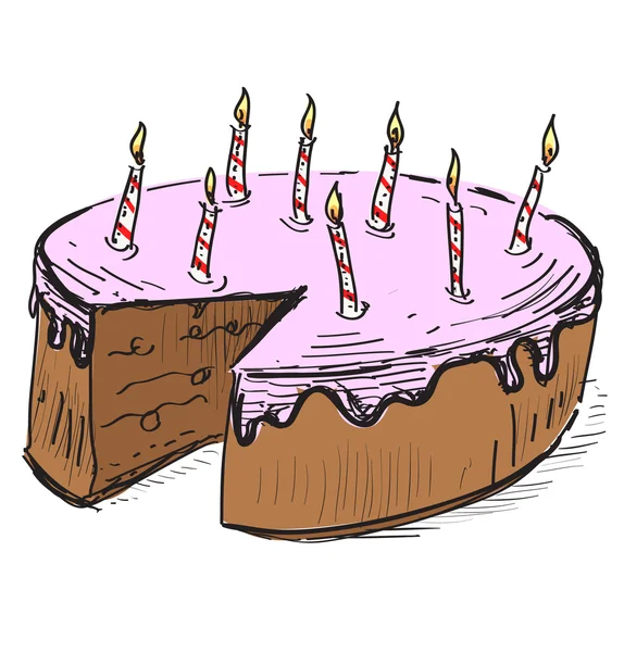 Születésnapi torta gyertyákkal — Stock Vector