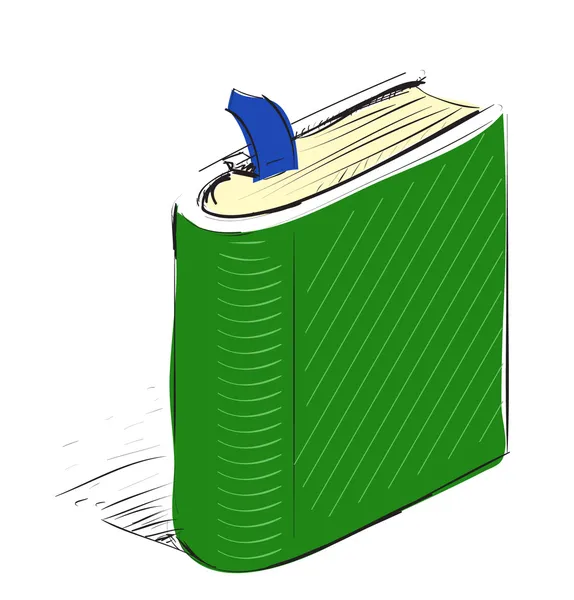 Buch mit grünem Symbol gekritzelt — Stockvektor