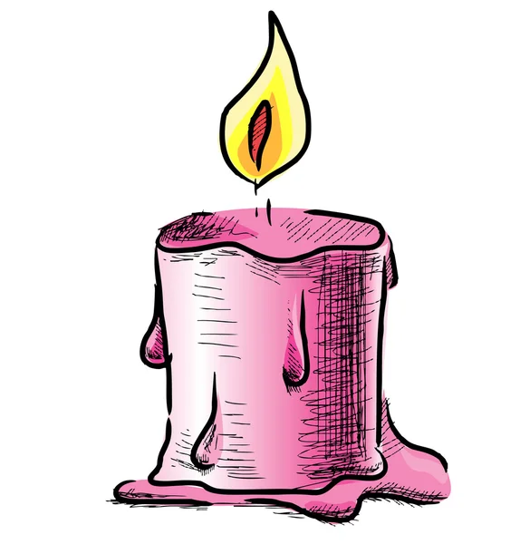 Pink candle with fire — Stock Vector