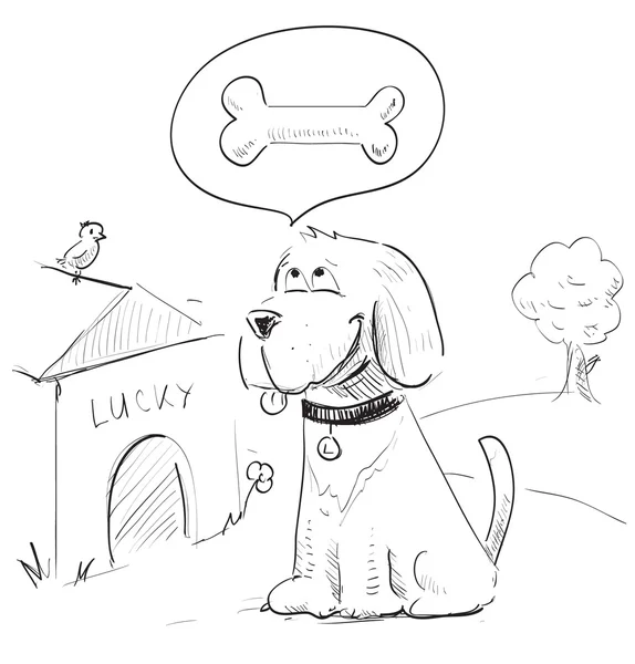 Sevimli köpek kemiği hakkında rüya — Stok Vektör