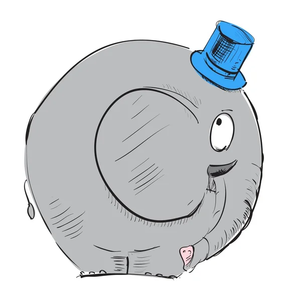 Elefante divertido en un sombrero azul — Archivo Imágenes Vectoriales
