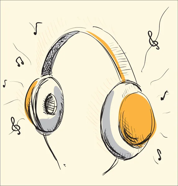 Headphones in orange and grey colors — Stock Vector