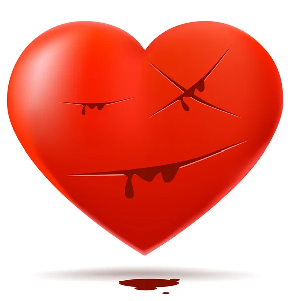 Красное глянцевое сердце с порезами — стоковый вектор