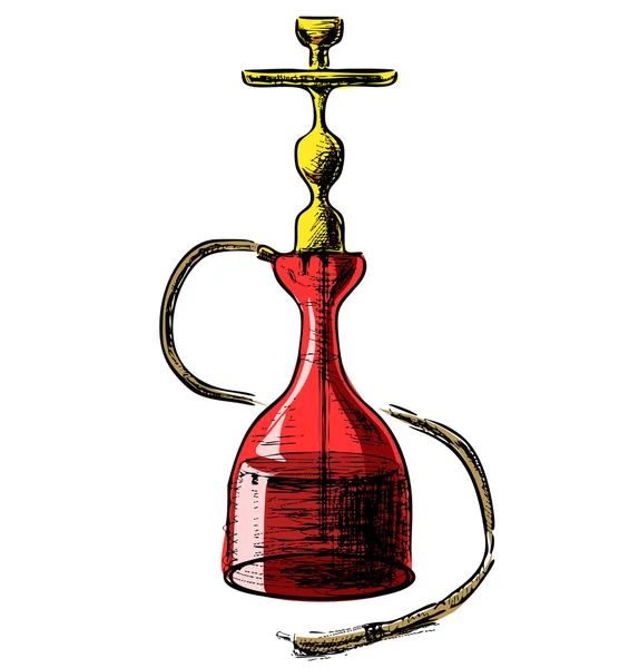 Red hookah isolated on white background — Stock Vector