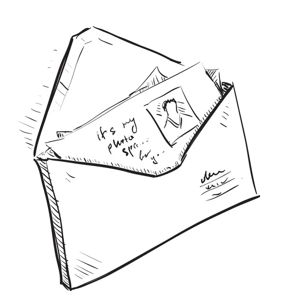 Carta e fotos em envelope ícone dos desenhos animados —  Vetores de Stock