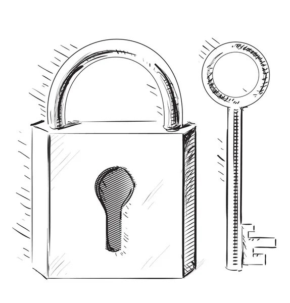 Klíč a zámek dveří — Stockový vektor