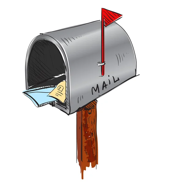 Lucido metallo cassetta postale icona del fumetto — Vettoriale Stock