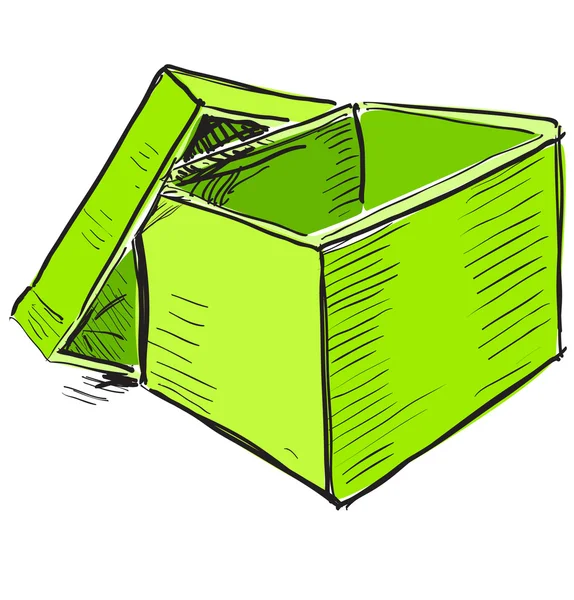 Caixa aberta na cor verde —  Vetores de Stock