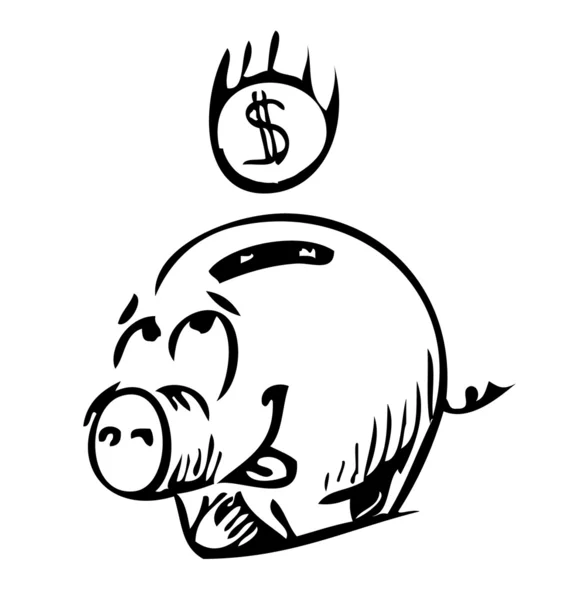 Cartoon pig moneybox — Stock Vector