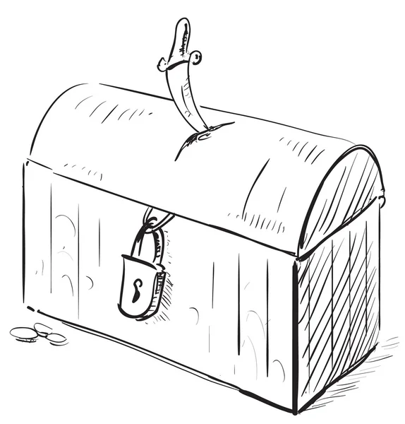 Ícone de desenho animado velho tesouro pirata com bloqueio e punhal —  Vetores de Stock