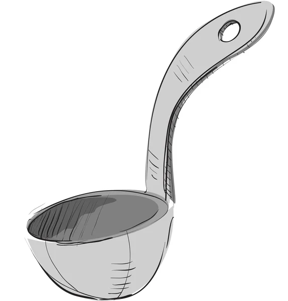 Metallic soup ladle — Stock Vector