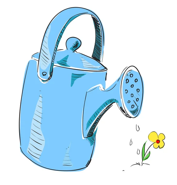 Arrosoir icône de dessin animé en couleur bleue — Image vectorielle