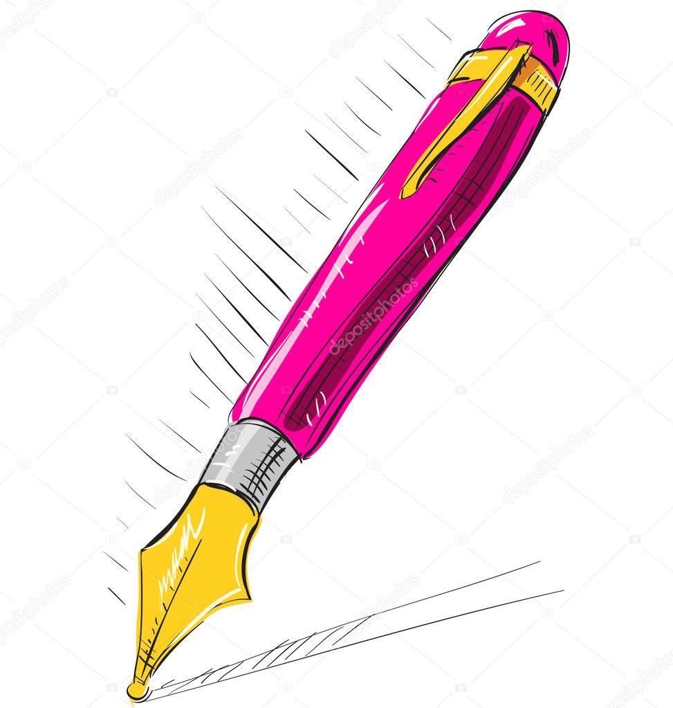 Cartoon ink pen in pink color