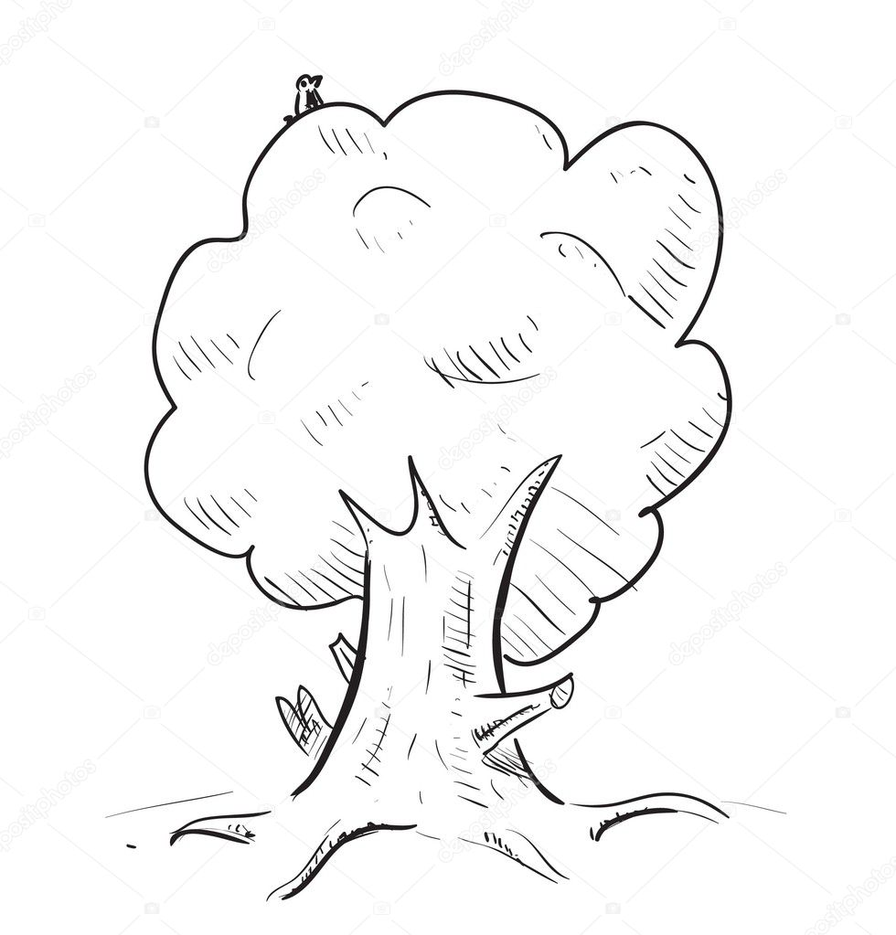 Old tree with hiding animals cartoon icon. — Stock Vector © Chuhail ...