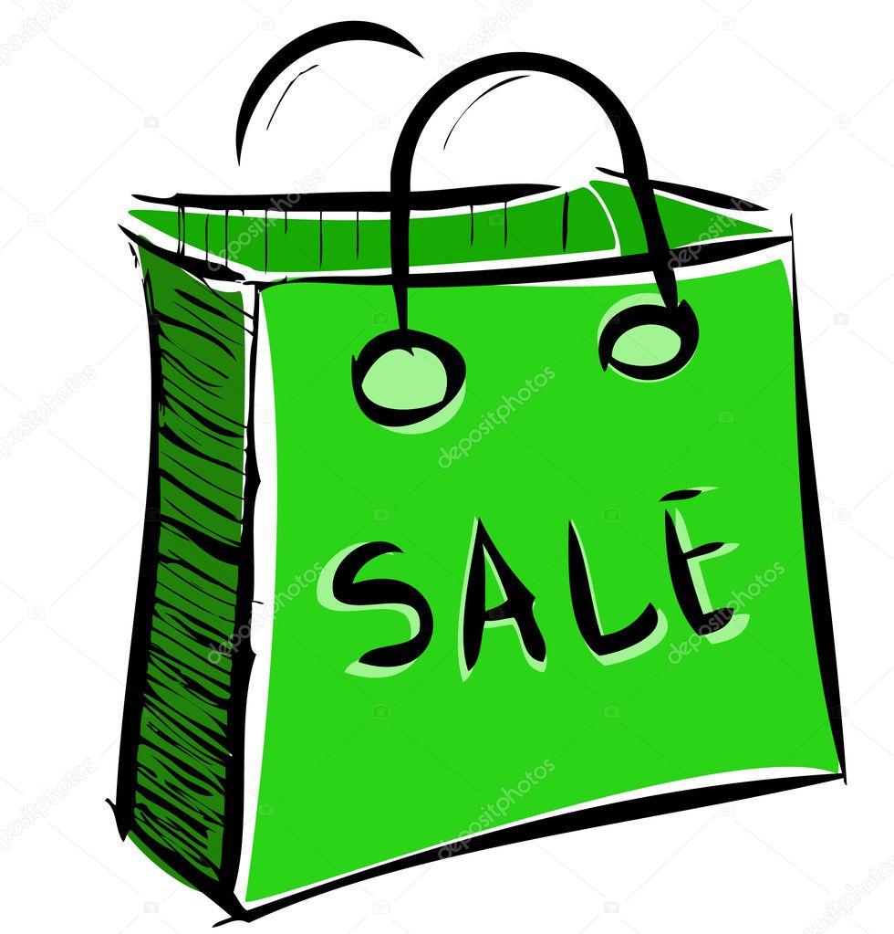 Sale bag icon in green color