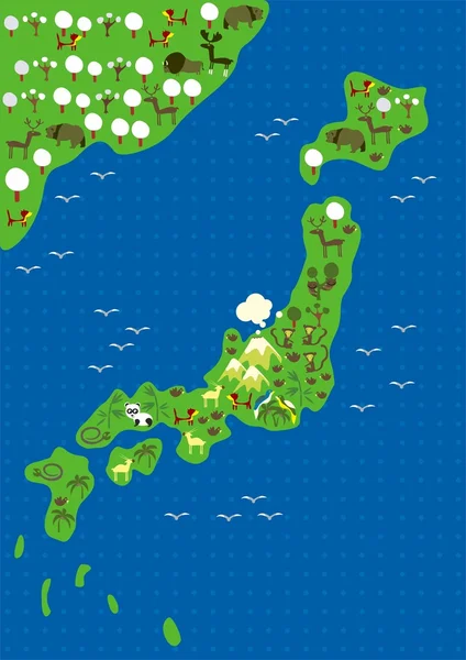 日本的植物和动物 — 图库矢量图片