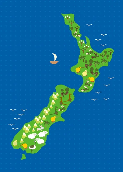 Fauna di nuova Zelanda — Vettoriale Stock