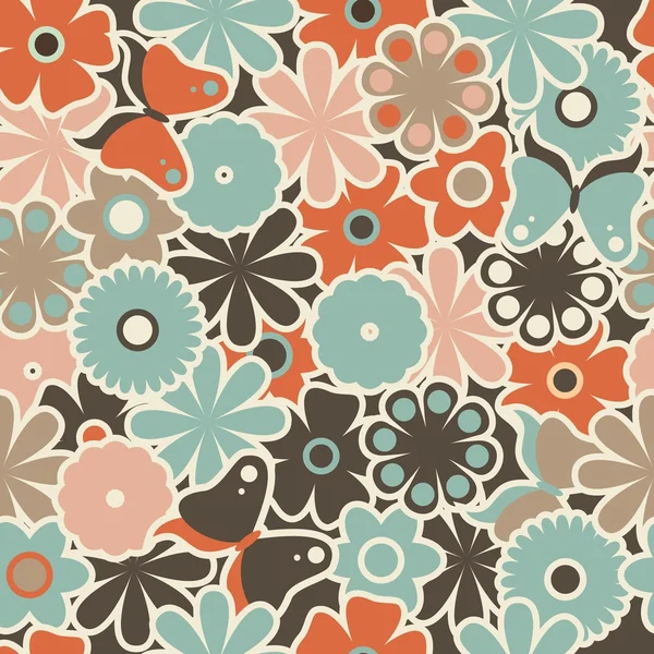 Seamless floral doodle pattern — Stock Vector