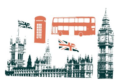 Silhouettes of london sigtseeings clipart