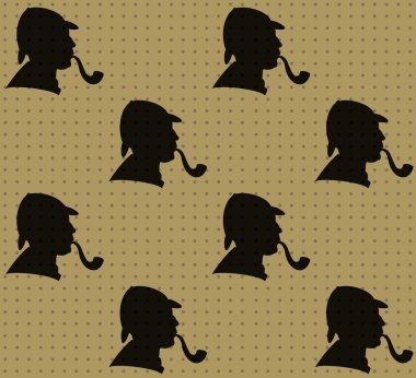 Seamless pattern of detective's profiles clipart