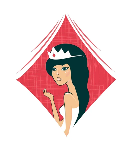 Cartoon koningin van diamanten — Stockvector