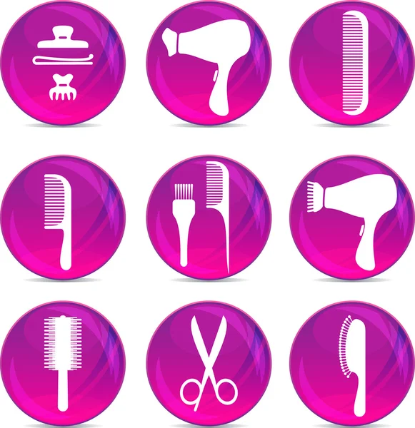 Iconos de peinado — Vector de stock