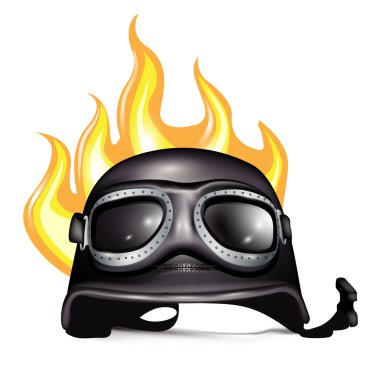 Helmet with goggles and flames clipart