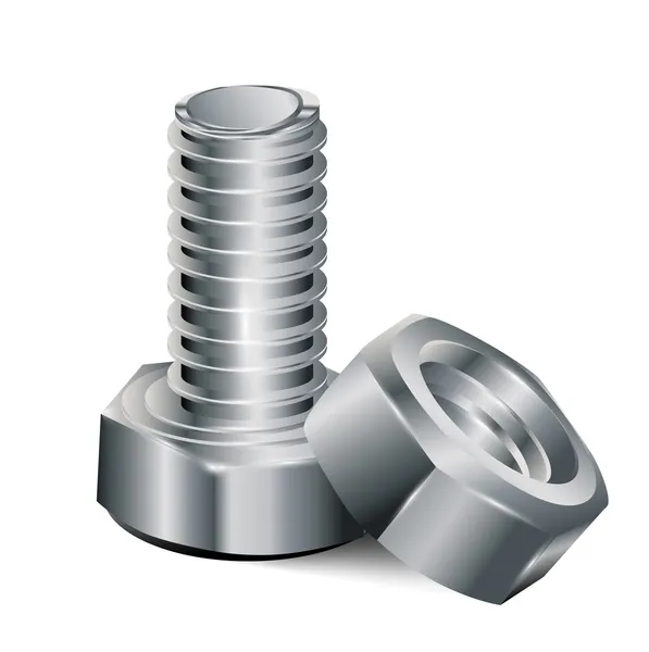 Screw and metal nut — Stock Vector