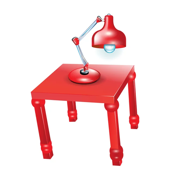 Červená lampa na stole — Stockový vektor